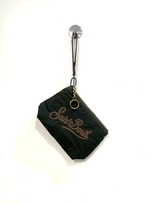 SAINT BARTH Mini pochette in cotone cerato. Col. Militare