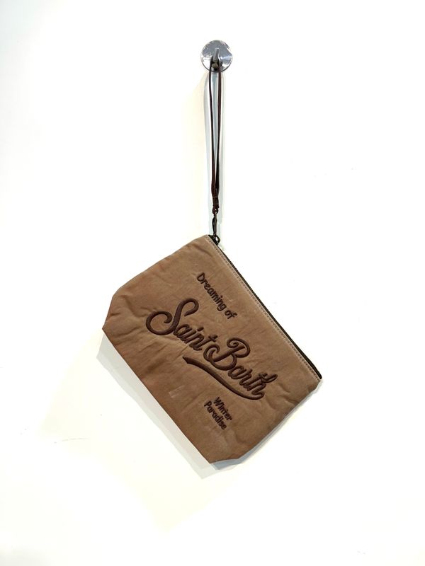 SAINT BARTH Pochette in cotone cerato . Col. Naturale