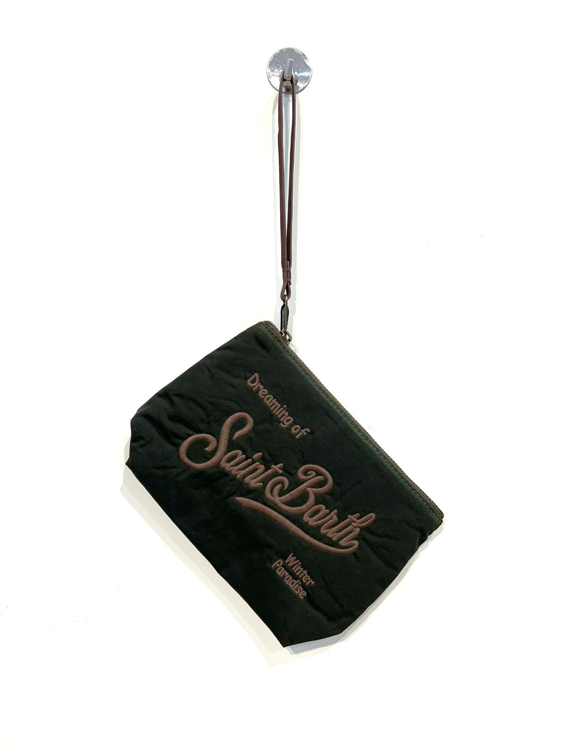 SAINT BARTH Pochette in cotone cerato. Col. Militare