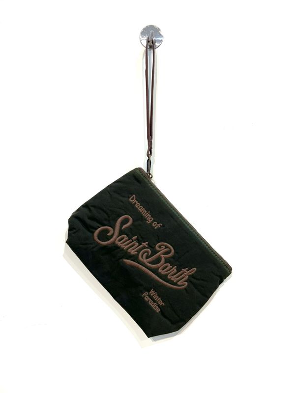 SAINT BARTH Pochette in cotone cerato. Col. Militare