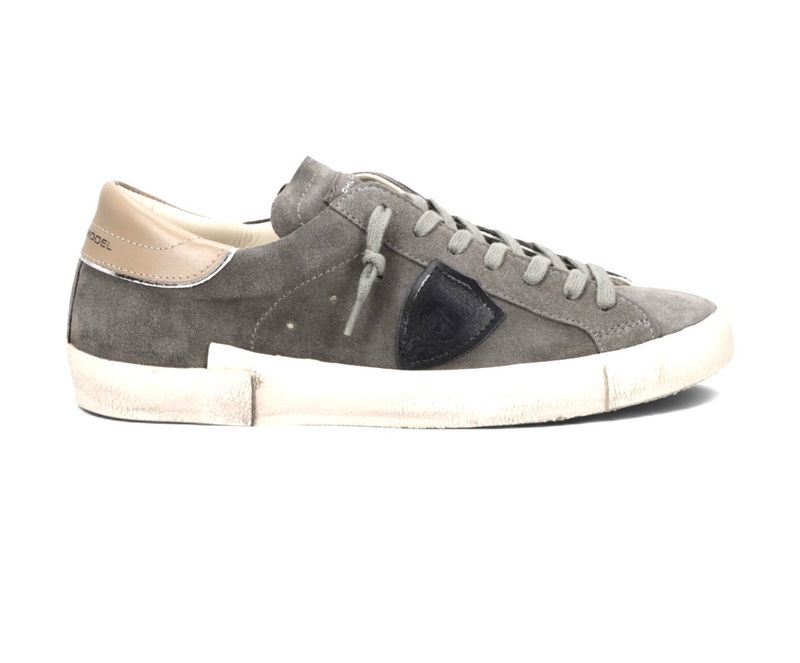 PHILIPPE MODEL Sneaker iconica in suede e pelle. Col. Grigio Tortora