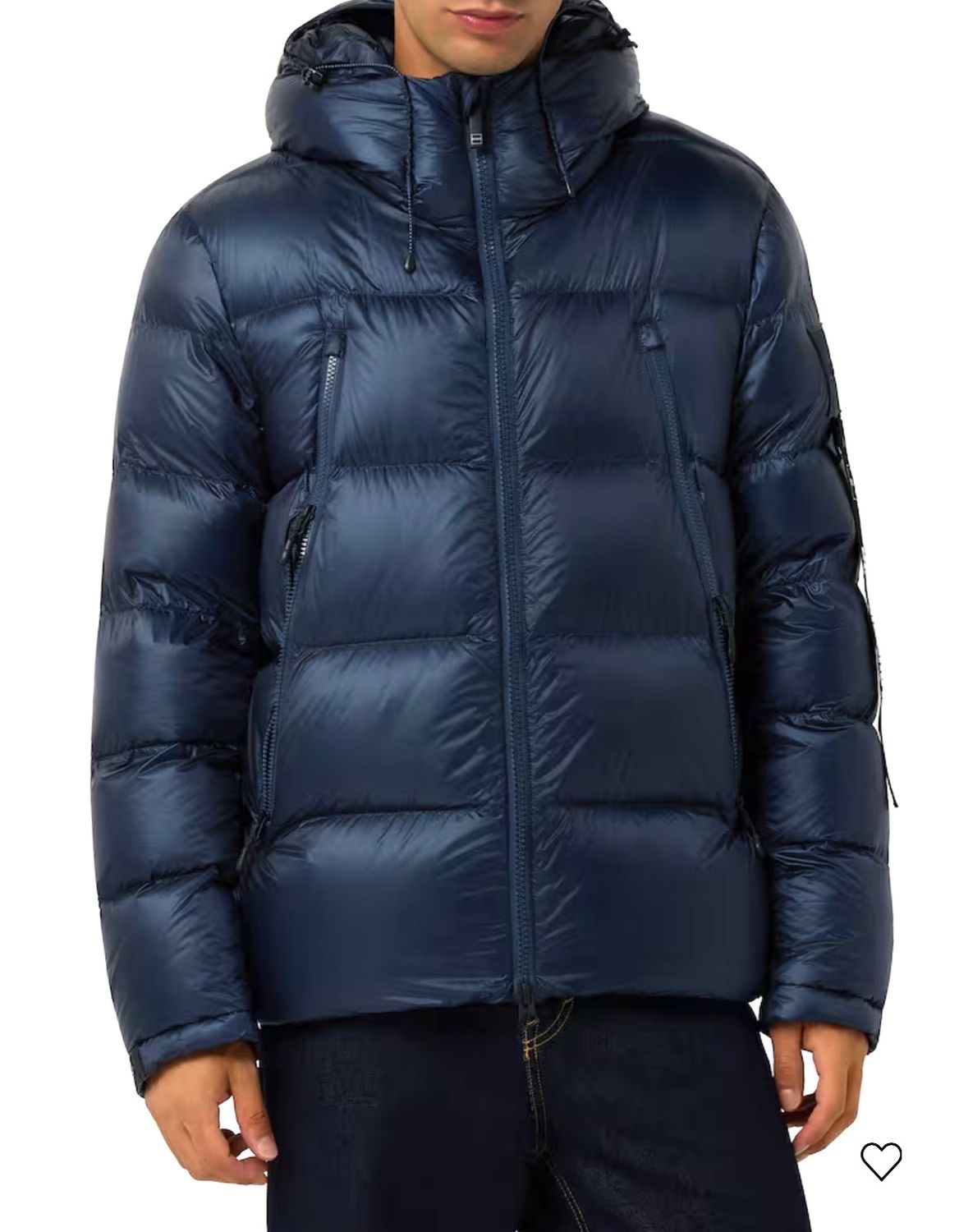 OUTHERE Piumino giacca in nylon semilucido  imbottito in piuma d'oca. Col. Bleu