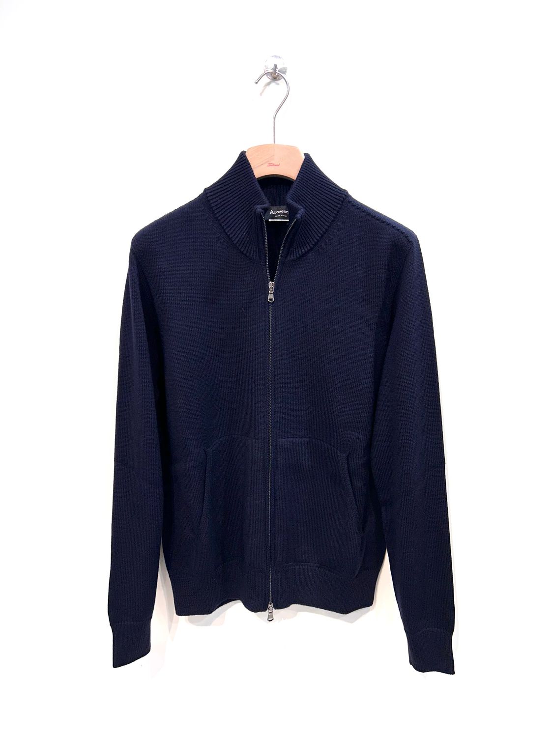 AROVESCIO Cardigan full zip in lana. Col. Blu Navy