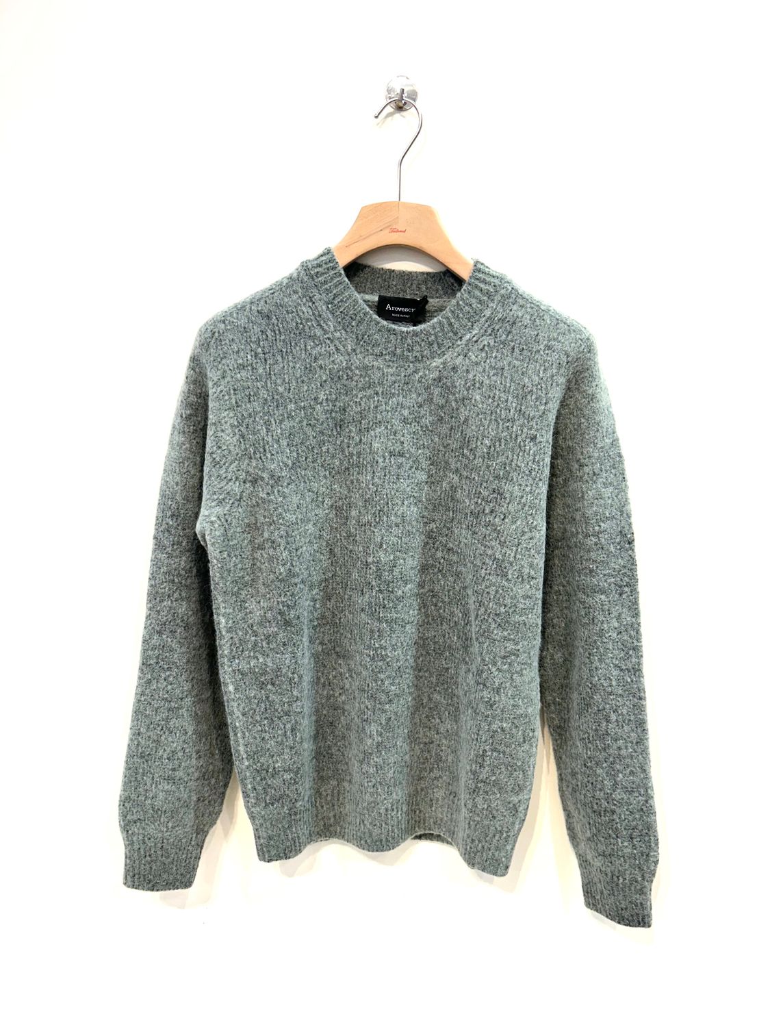 AROVESCIO Maglia girocollo lana e alpaca tintura freddo. Col. Salvia