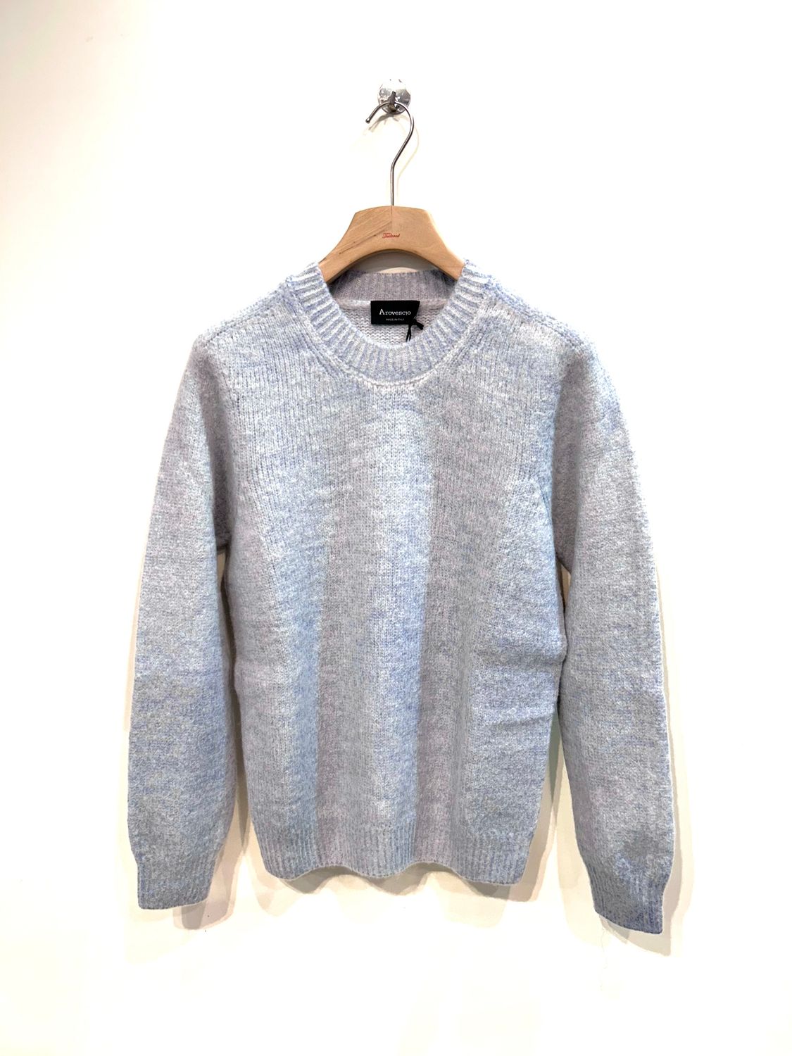 AROVESCIO Maglia girocollo lana e alpaca tintura freddo. Col. Sky
