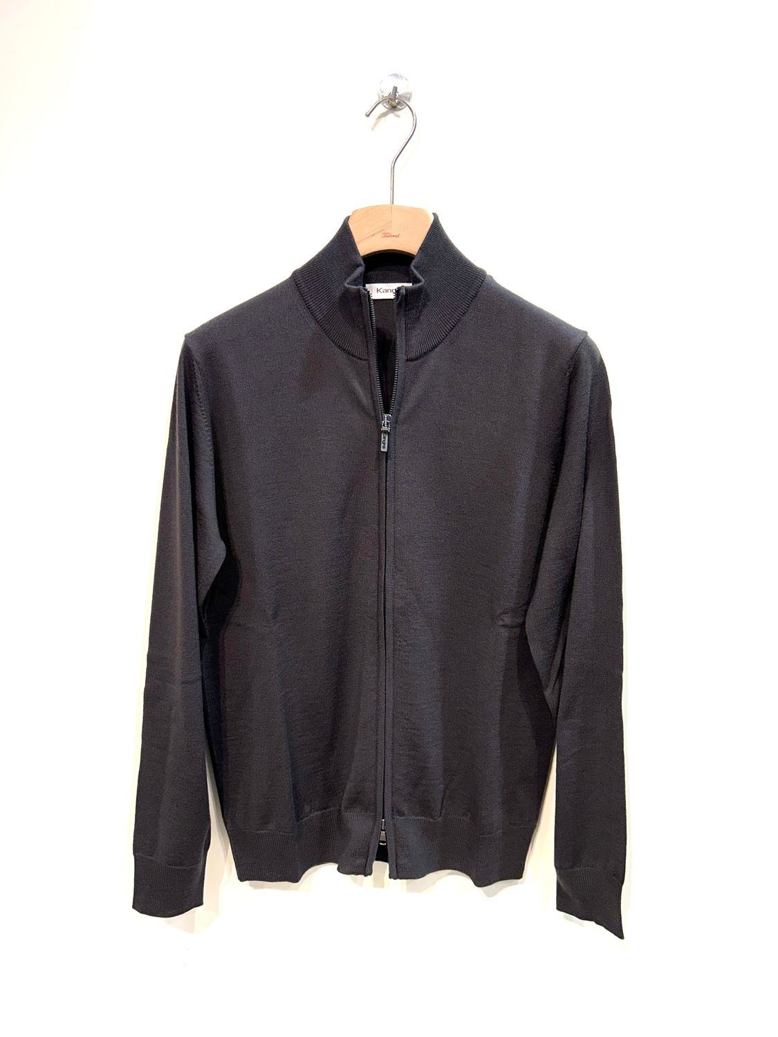 KANGRA Maglia full zip lana merinos. Col. Fango