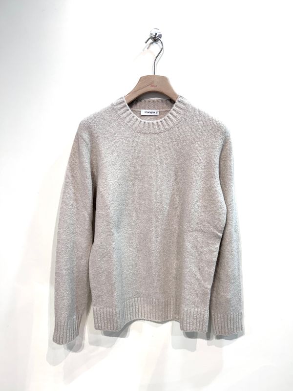 KANGRA Maglia girocollo soft boucle’ lana poly e cashmere. Col. Naturale