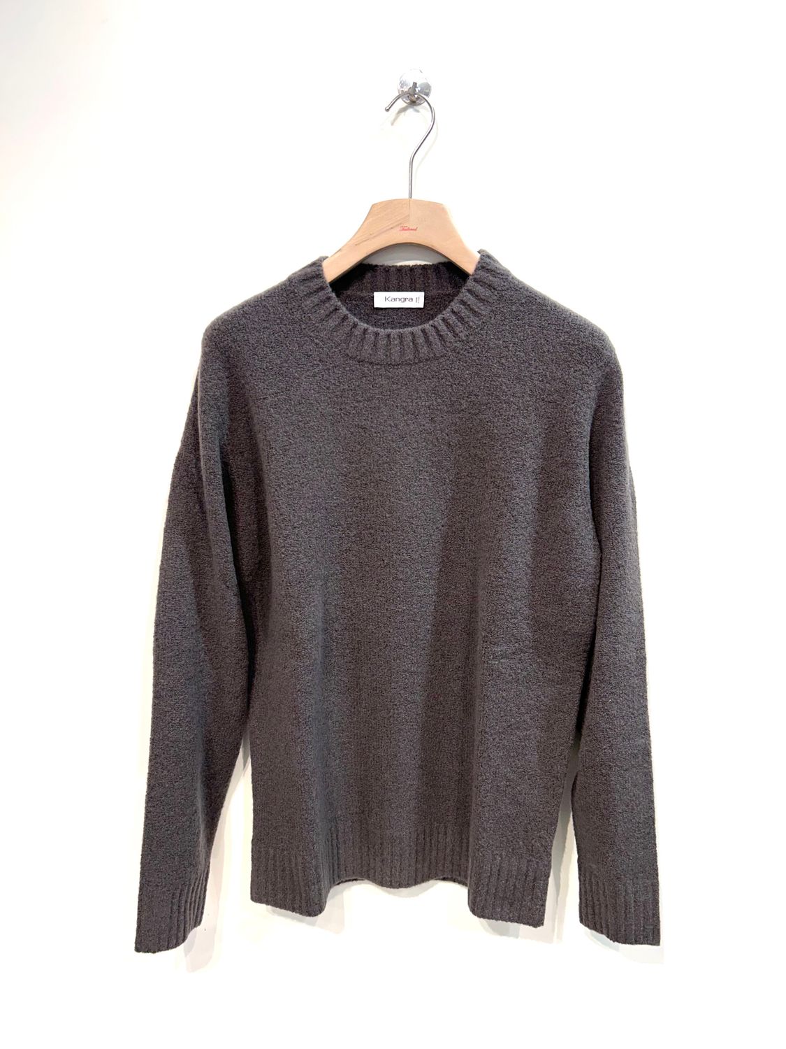 KANGRA Maglia girocollo soft boucle’ lana poly e cashmere. Col. Canna di Fucile