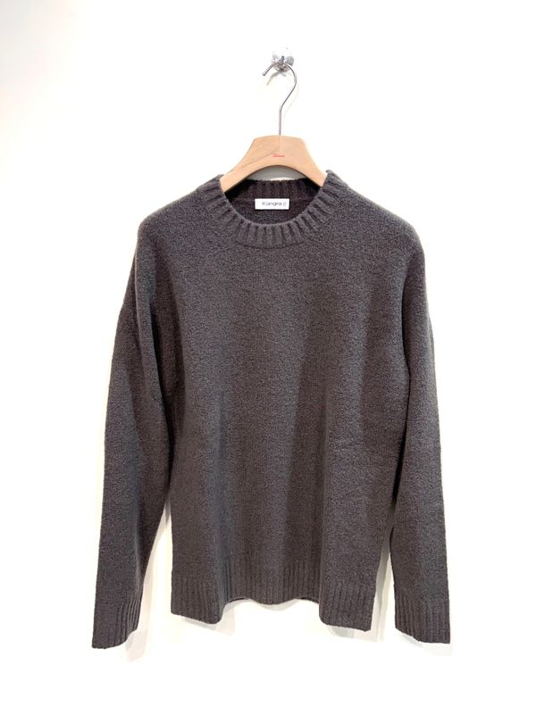 KANGRA Maglia girocollo soft boucle’ lana poly e cashmere. Col. Canna di Fucile