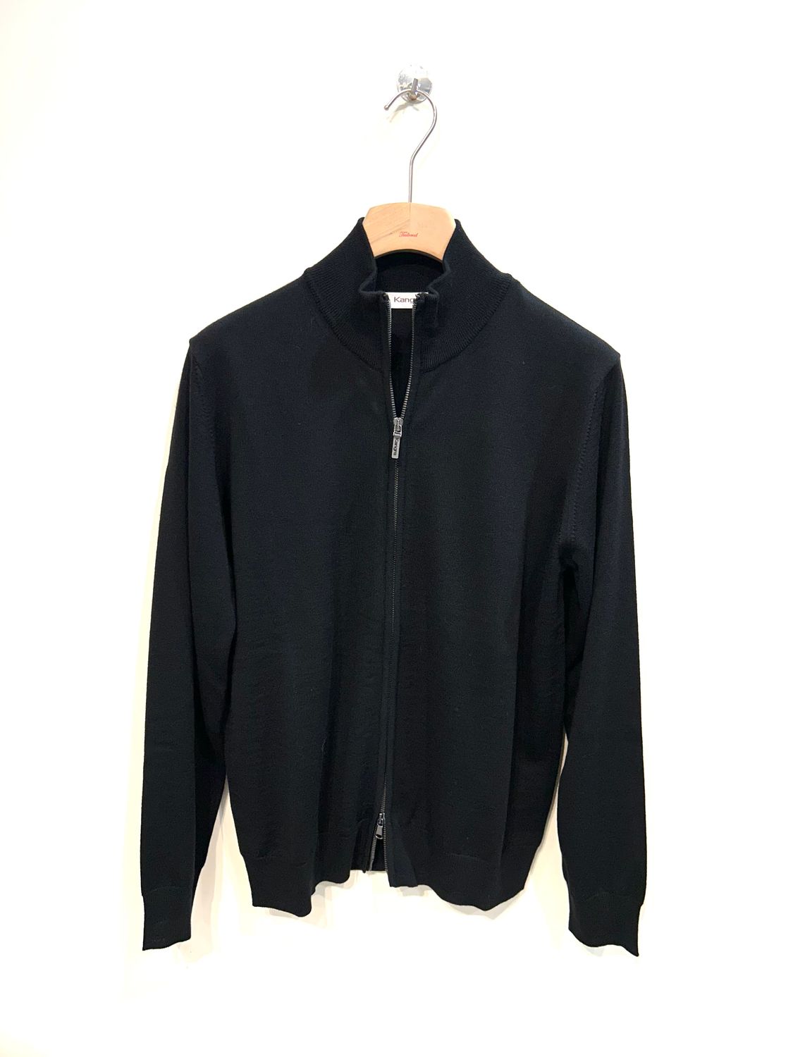 KANGRA Maglia full zip lana merinos. Col. Nero