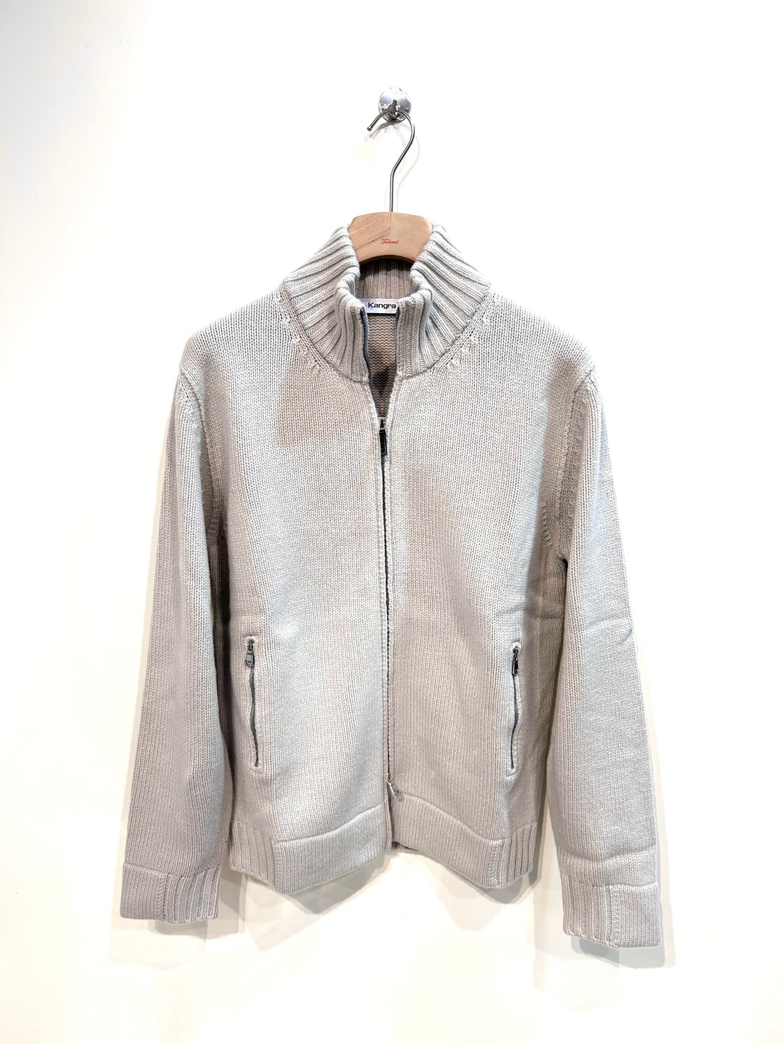 KANGRA Giubbino full zip in lana rasata. Col. Naturale