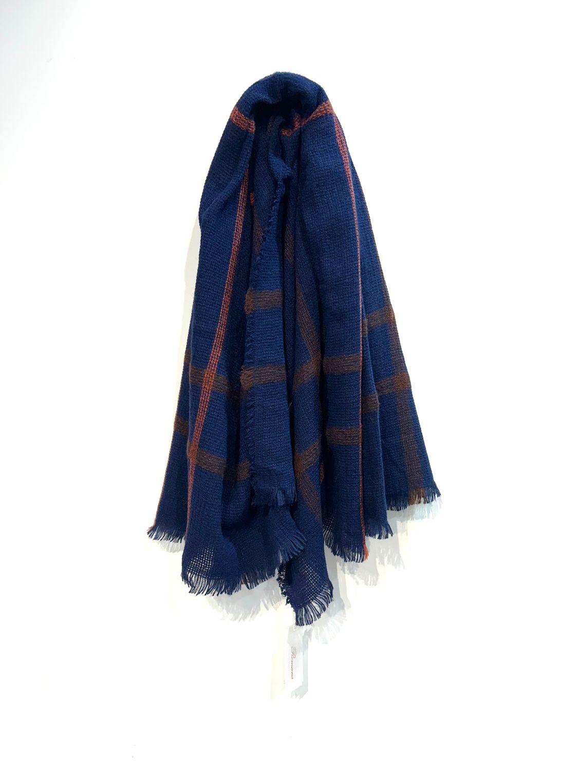 RICCARDO FORCONI Sciarpone in garza di lana ceck. Col.blu navy