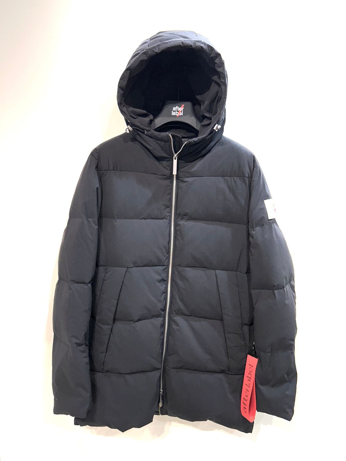 AFTER LABEL Piumino lungo in cotone e nylon opaco. Col. Nero
