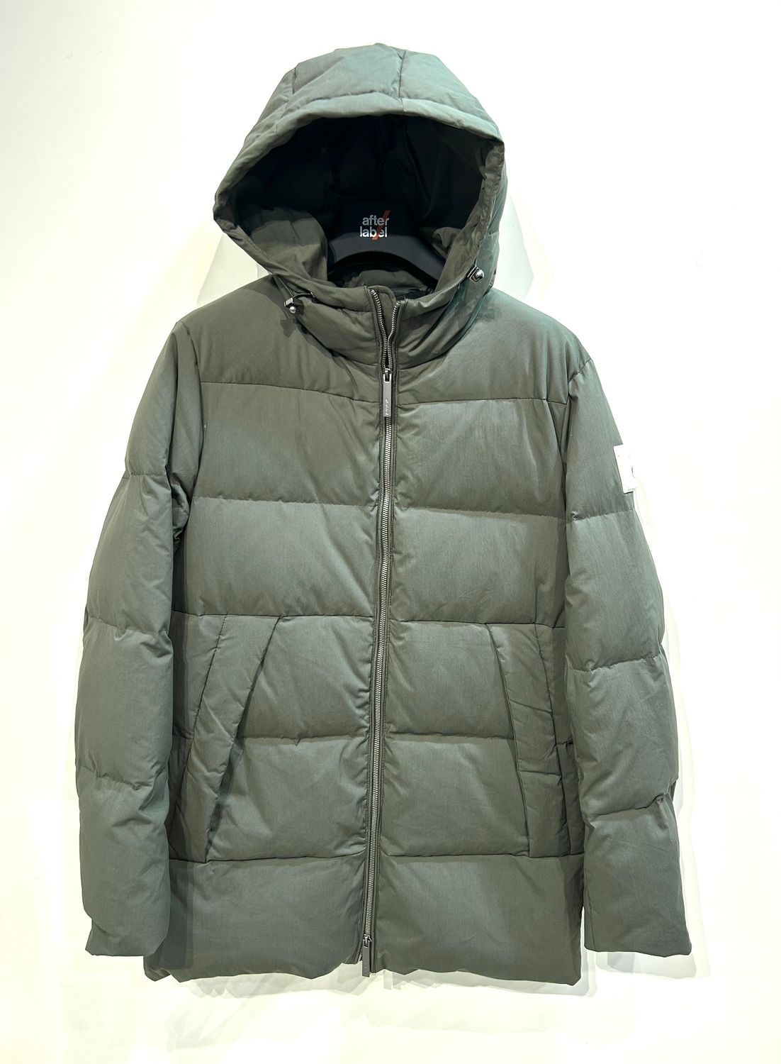 AFTER LABEL Piumino lungo in cotone e nylon opaco. Col. Verde Salvia