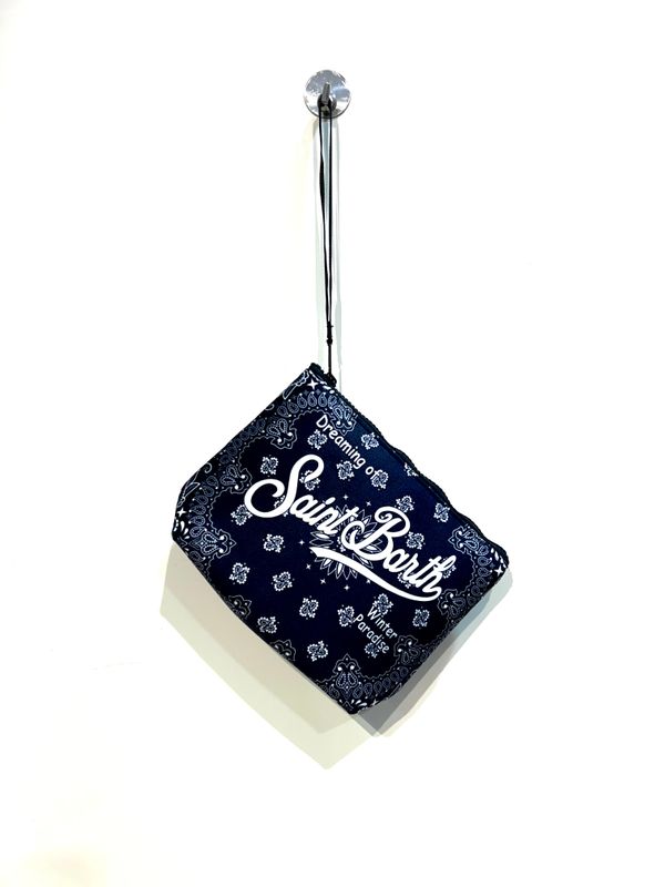 SAINT BARTH Pochette neoprene stampa bandana. Col. Nero