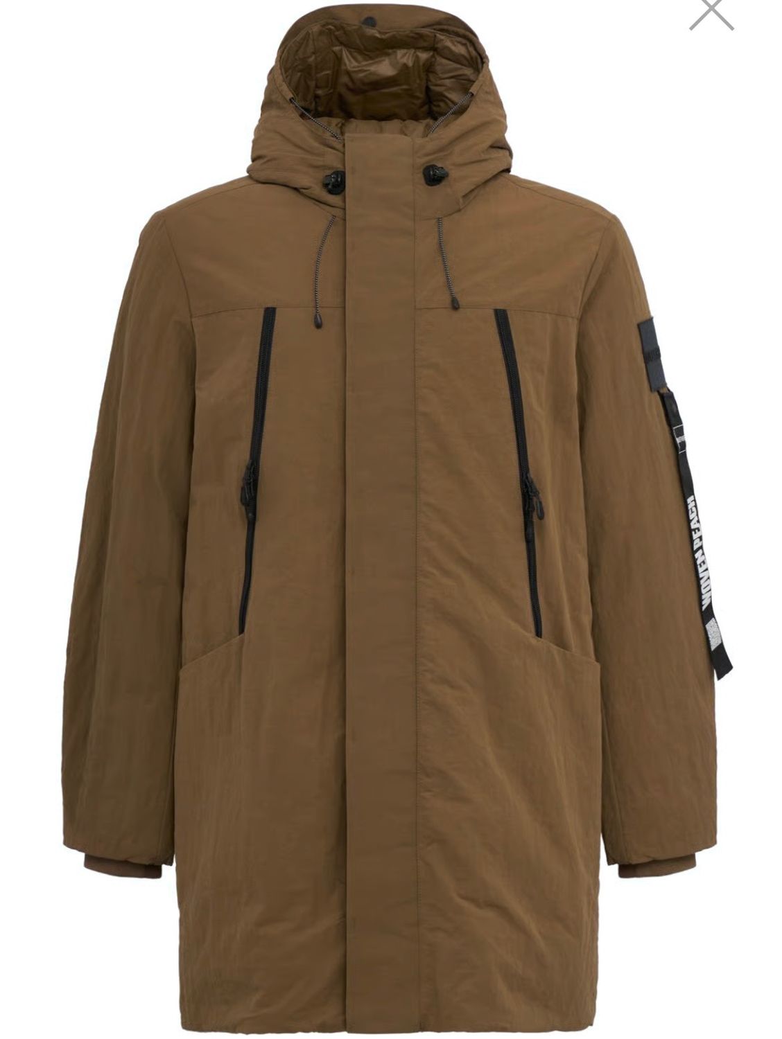 OUTHERE Parka in tessuto tecnico opaco mano cotoniera in piuma d’oca. Col. Mastice