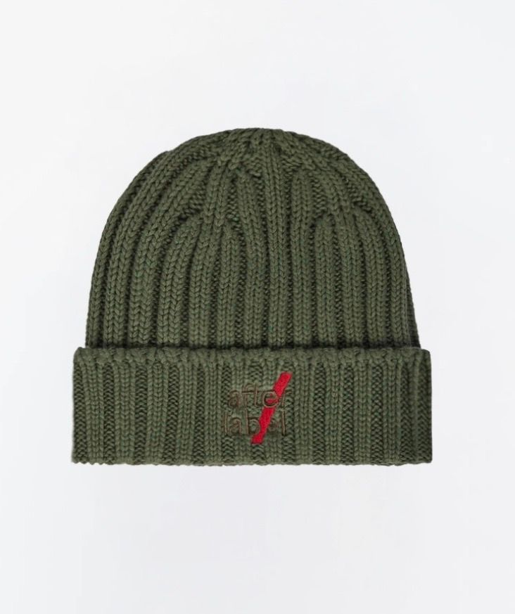 AFTER LABEL Cuffia a costina in cotone, lana e cashmere. Col. Militare