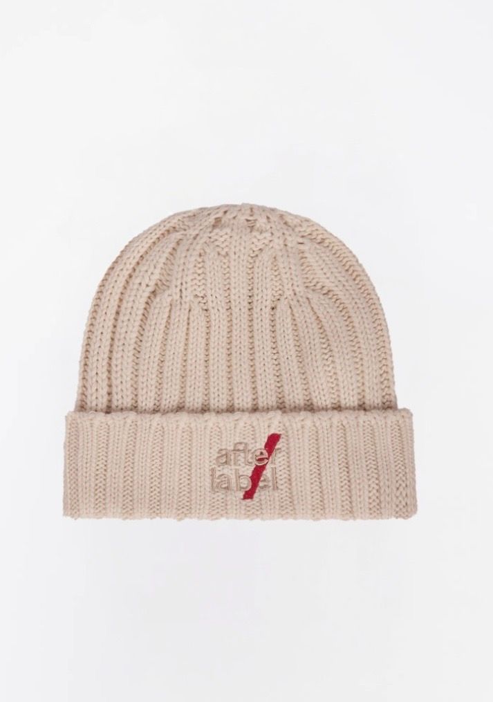 AFTER LABEL Cuffia a costina in cotone, lana e cashmere. Col. Naturale