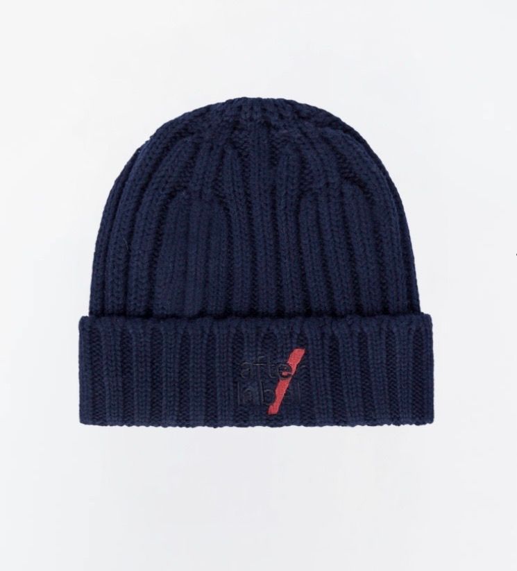 AFTER LABEL Cuffia a costina in cotone, lana e cashmere. Col. Nero