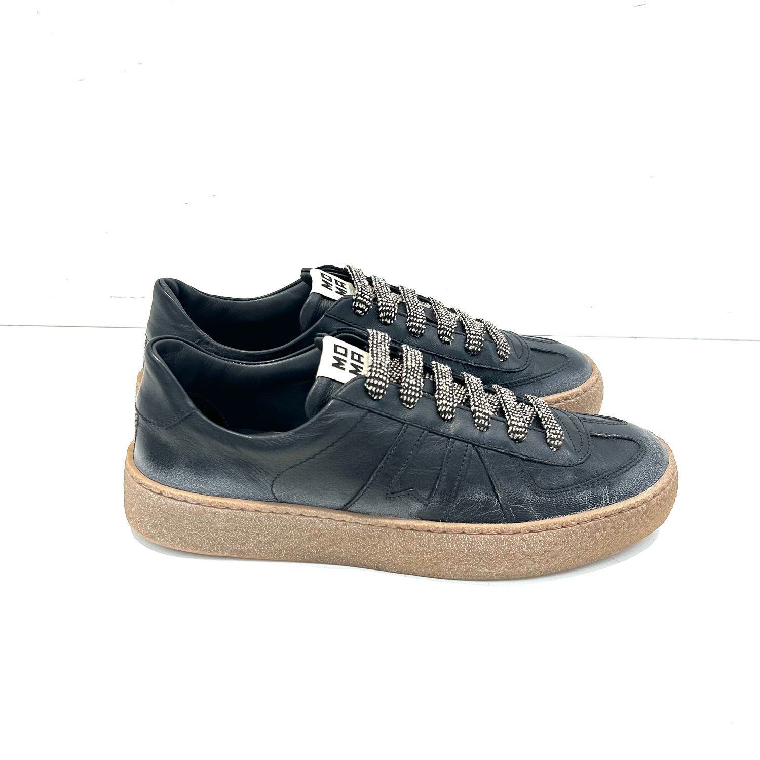 MOMA Sneaker in pelle effetto vintage. Col. Nero