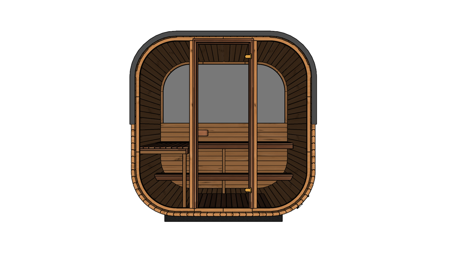 CUBE 160 2-Person Outdoor Sauna | Thermo Spruce & Panoramic Glass