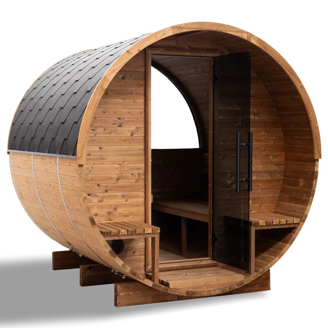 Hanscraft 260 Barrel Sauna Half Glass Back Hanscraft 260 Barrel Sauna Half Glass Back