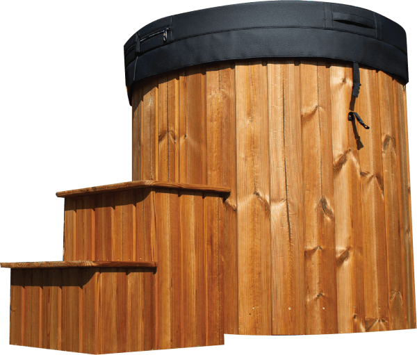 SOLO ICE BATH GREY SHELL - LIGHT OAK SKIRT AND STEPS WITH CHILLER 3KW