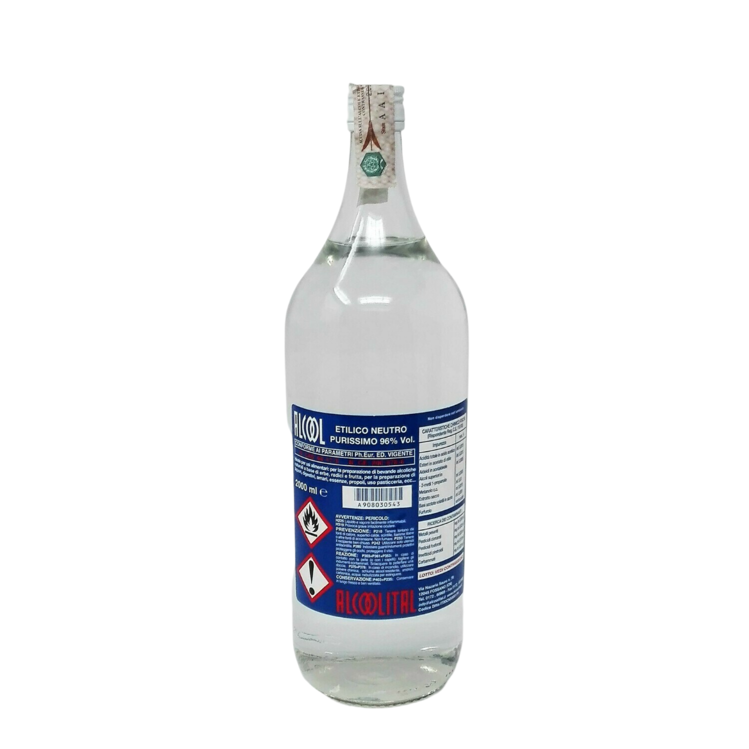 Alcool etilico puro 96° 2000 ml.