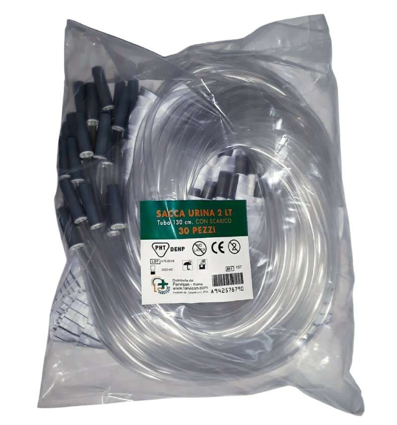 Sacche urina 2Lt. - Tubo 130 cm. - Con scarico - Conf. X 30