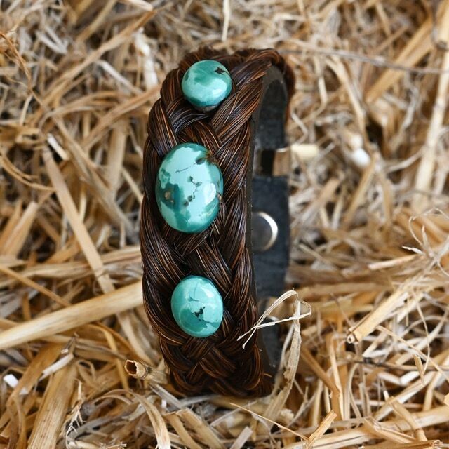 Bracelet crins et turquoises