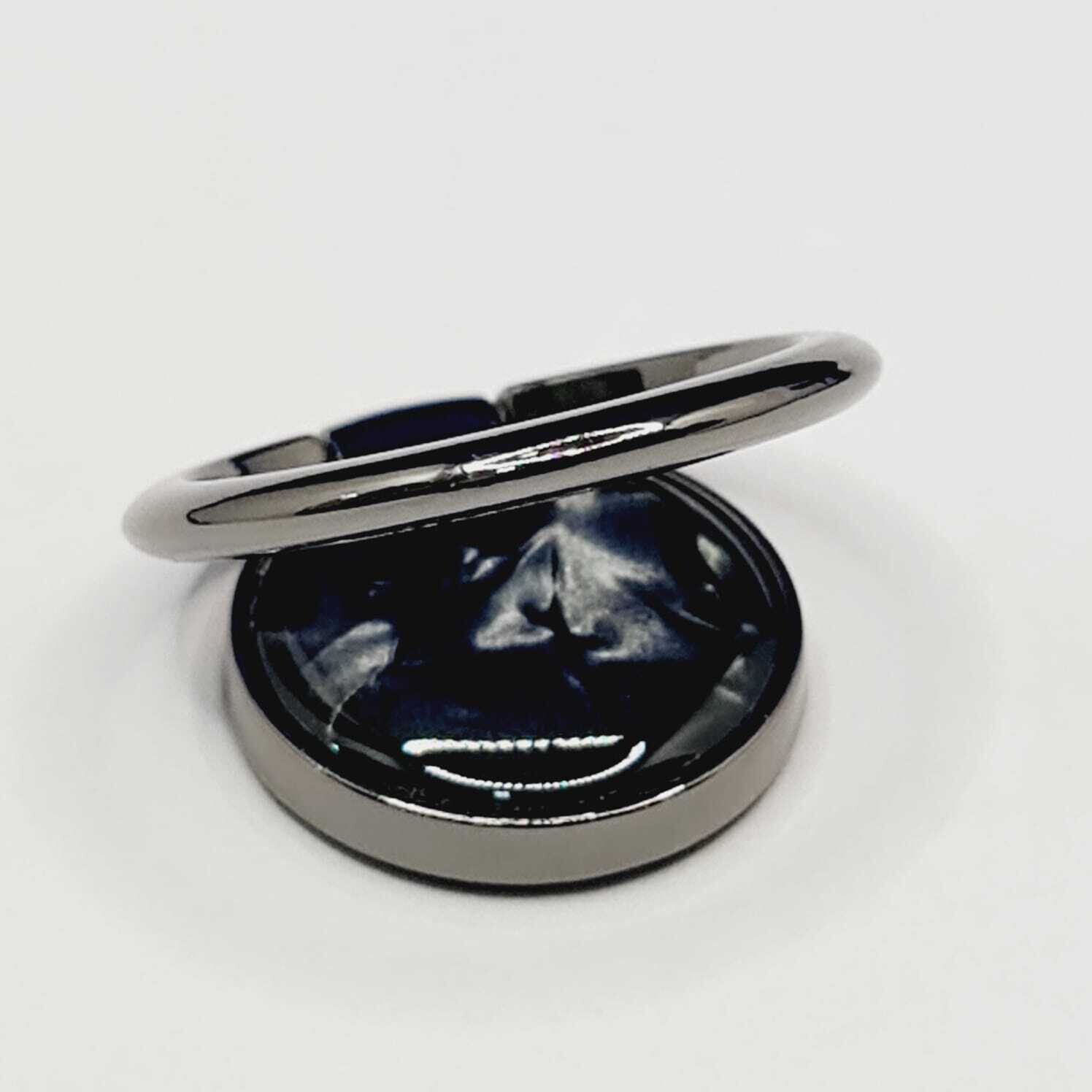 Marble Phone Ring- Black/Black
