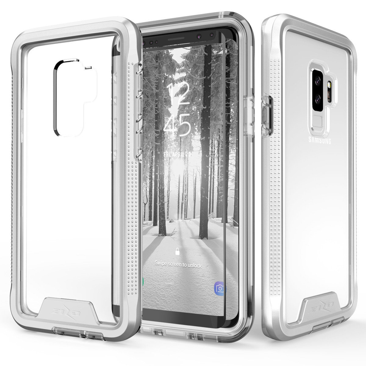 Galaxy S9 Plus Zizo ION w/ Tempered Glass Silver/Clear