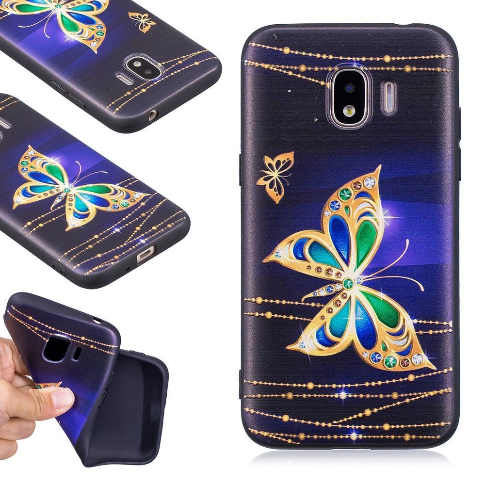 Relief Colored Painting Soft TPU Back Cover Case for Samsung Galaxy J2 Pro (2018) / J2 (2018) - Butterfly