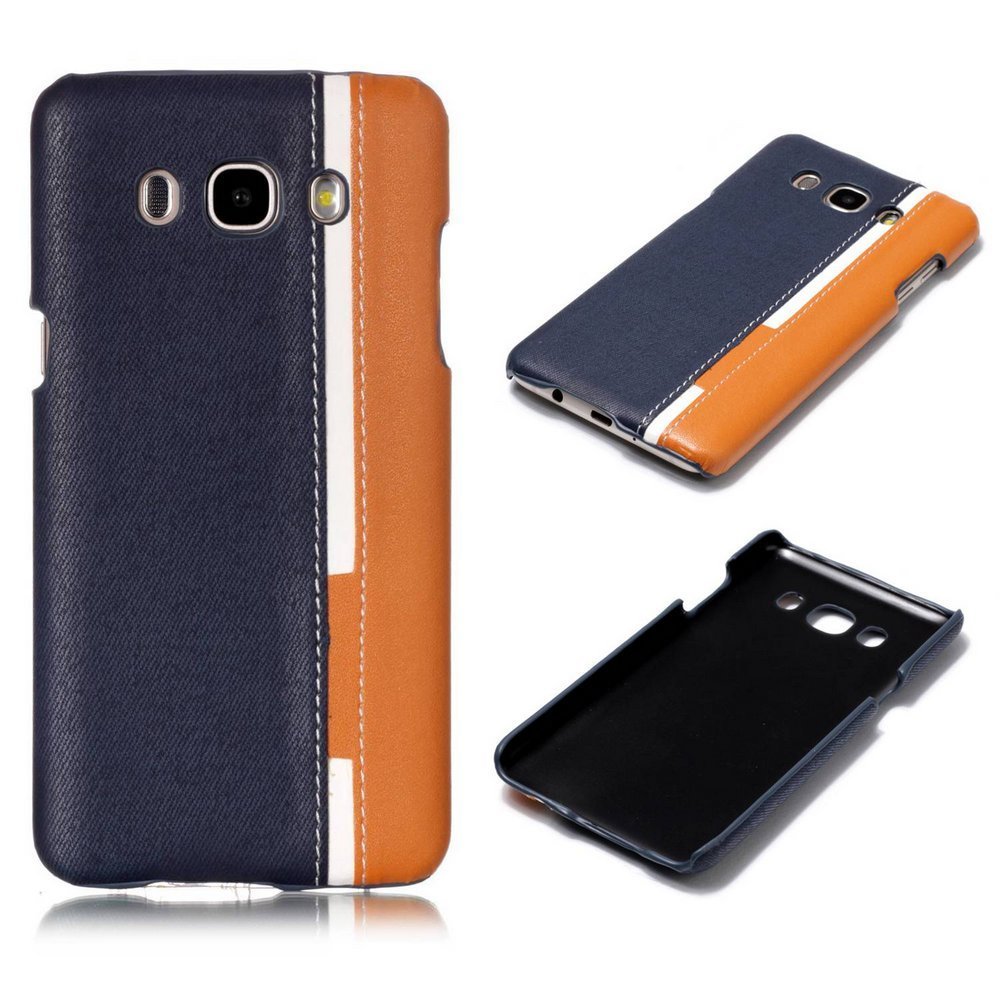 Hit Color PU Leather Coated PC Back Cover Case for Samsung Galaxy J5 (2016) J510 - Navy Blue