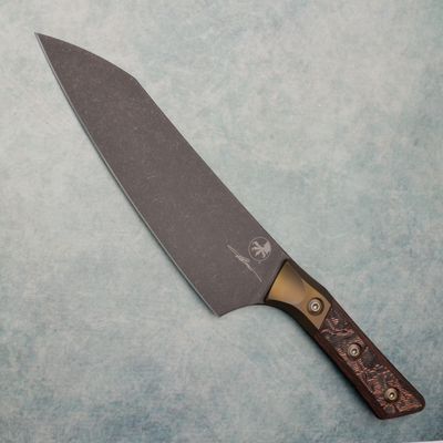 8" CHEF KNIFE DLC STANDARD BRONZE TITANIUM BOLSTER LIVE-WIRE CARBON FIBER SIGNATURE SERIES