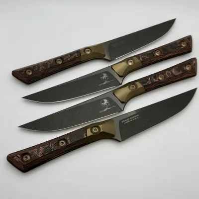 4.5 STEAK KNIFE DLC STANDARD BRONZE TITANIUM BOLSTER LIVE-WIRE CARBON FIBER SIGNATURE SERIES