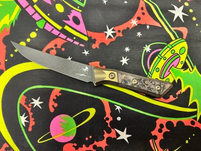 6.125" BONING KNIFE DLC STANDARD BRONZE TITANIUM BOLSTER LIVE-WIRE CARBON FIBER