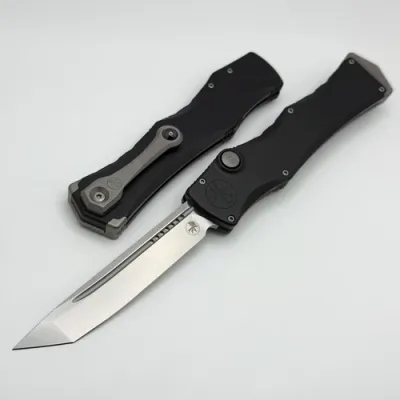 Microtech Halo IV T/E Mafione Select Stonewash Finish Hardcoat Anodized Alloy Double Vapor Blast Stainless