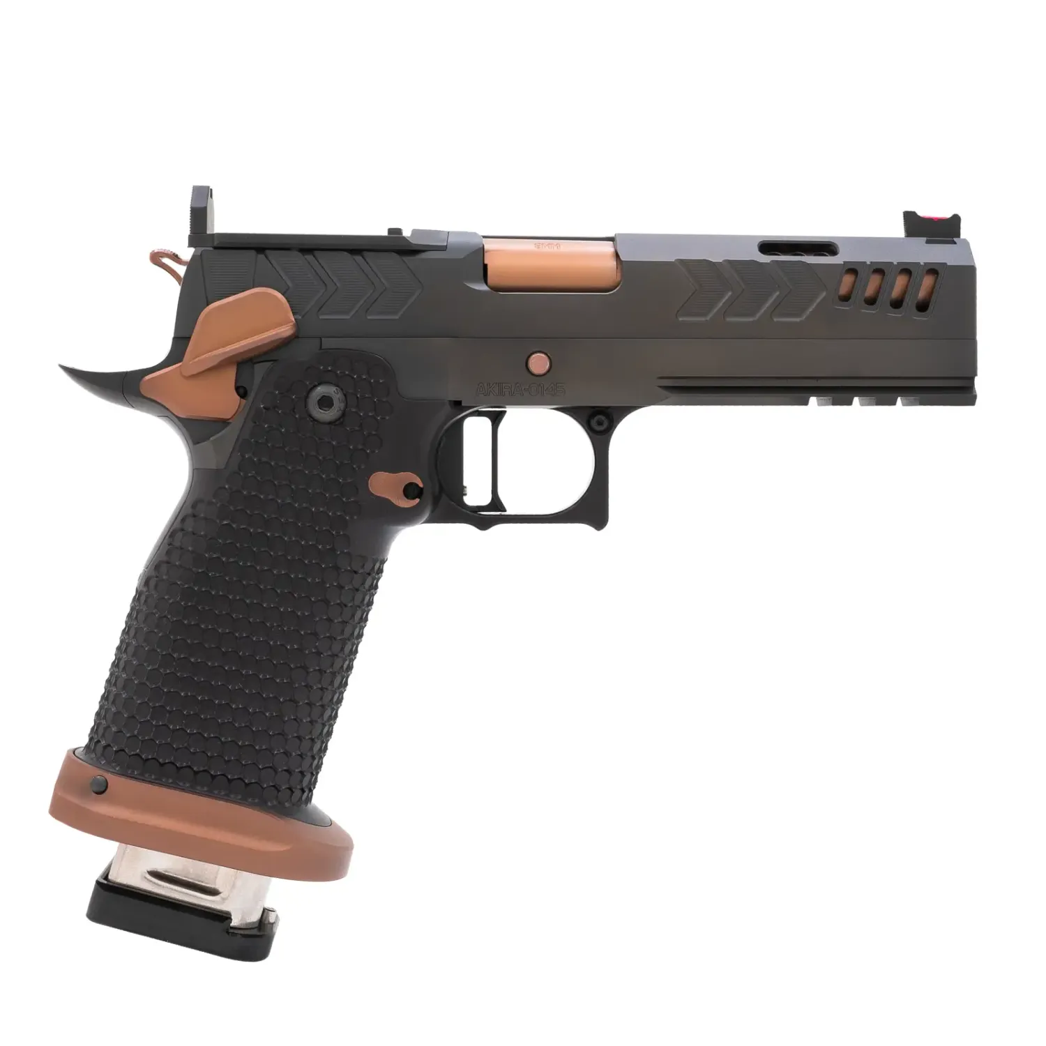 CNC GUNWORKS AKIRA (9MM) 4.6" PORTED ROSE GOLD BARREL WITH BLACK DLC FINISH AND OPTICS READY