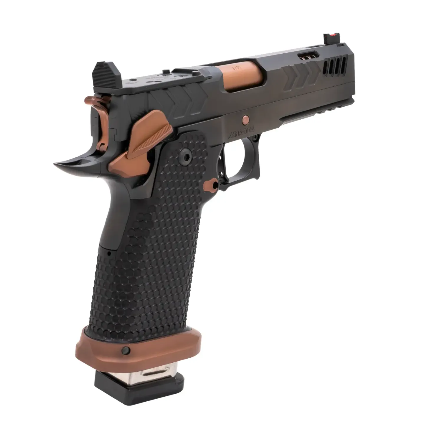 CNC GUNWORKS AKIRA (9MM) 4.6" PORTED ROSE GOLD BARREL WITH BLACK DLC FINISH AND OPTICS READY
