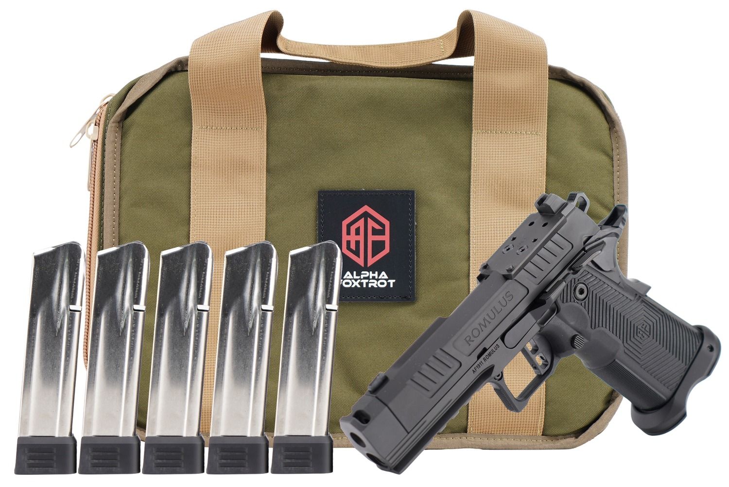 Alpha Foxtrot Romulus Compact Frame 9mm Luger 20+1 3.50" Black DLC Threaded Compensated Barrel