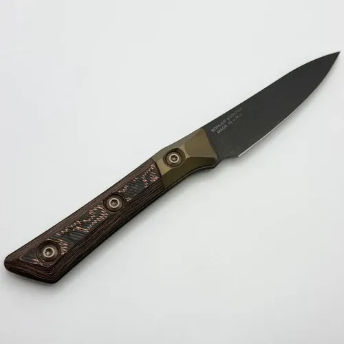 Microtech Paring Knife Livewire Carbon Fiber/Bronze Titanium Bolster Handle