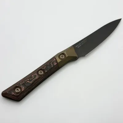Microtech Paring Knife Livewire Carbon Fiber/Bronze Titanium Bolster Handle