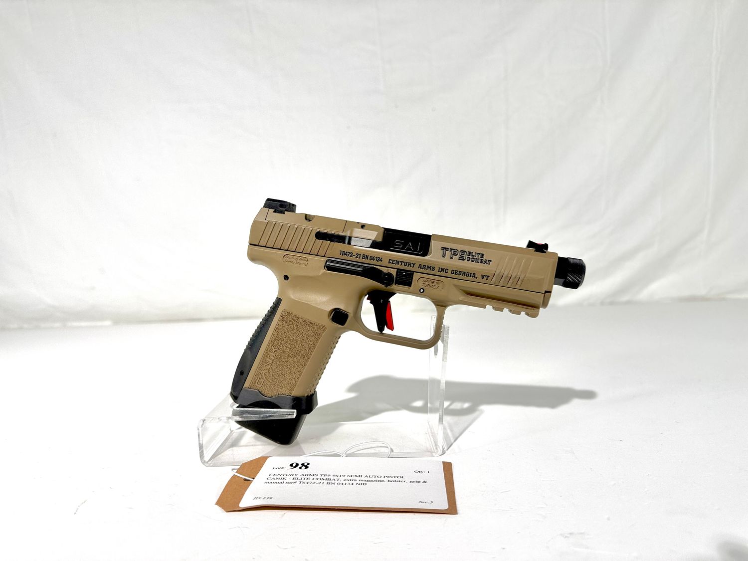 98 CANIK TP9 ELITE COMBAT 9x19 SEMI AUTO PISTOL