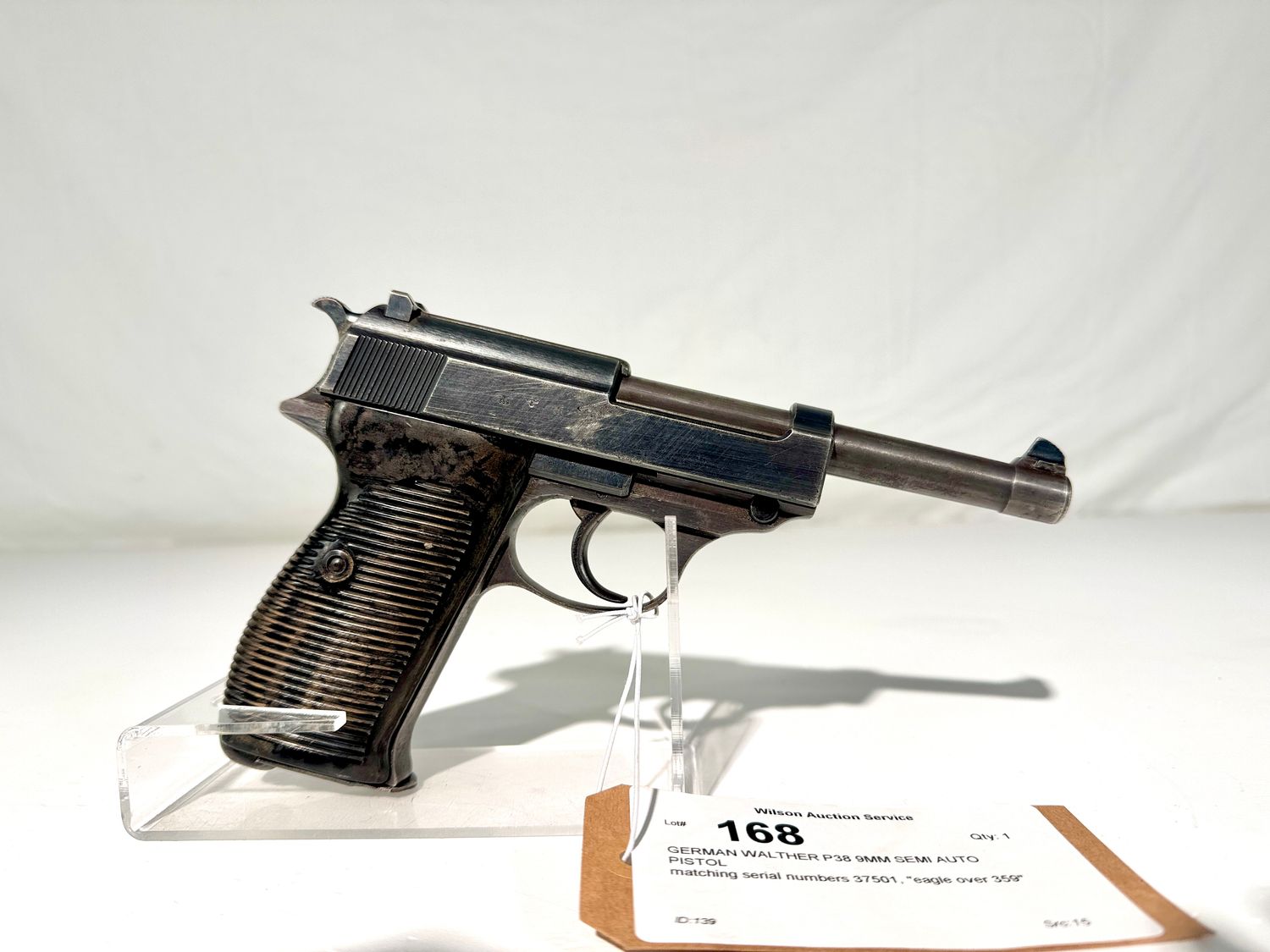 168 GERMAN WALTHER P38 9MM SEMI AUTO PISTOL