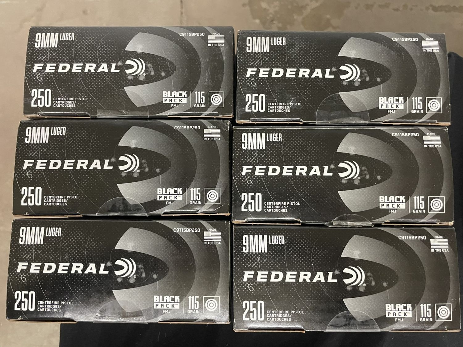 301 6 BX (250) FEDERAL 9MM LUGER AMMO
