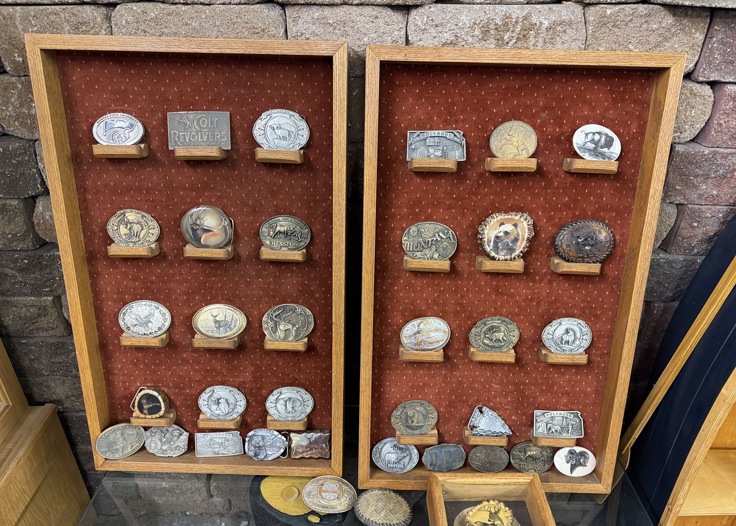 475 BELT BUCKLE COLLECTION - 2 DISPLAY CASES
