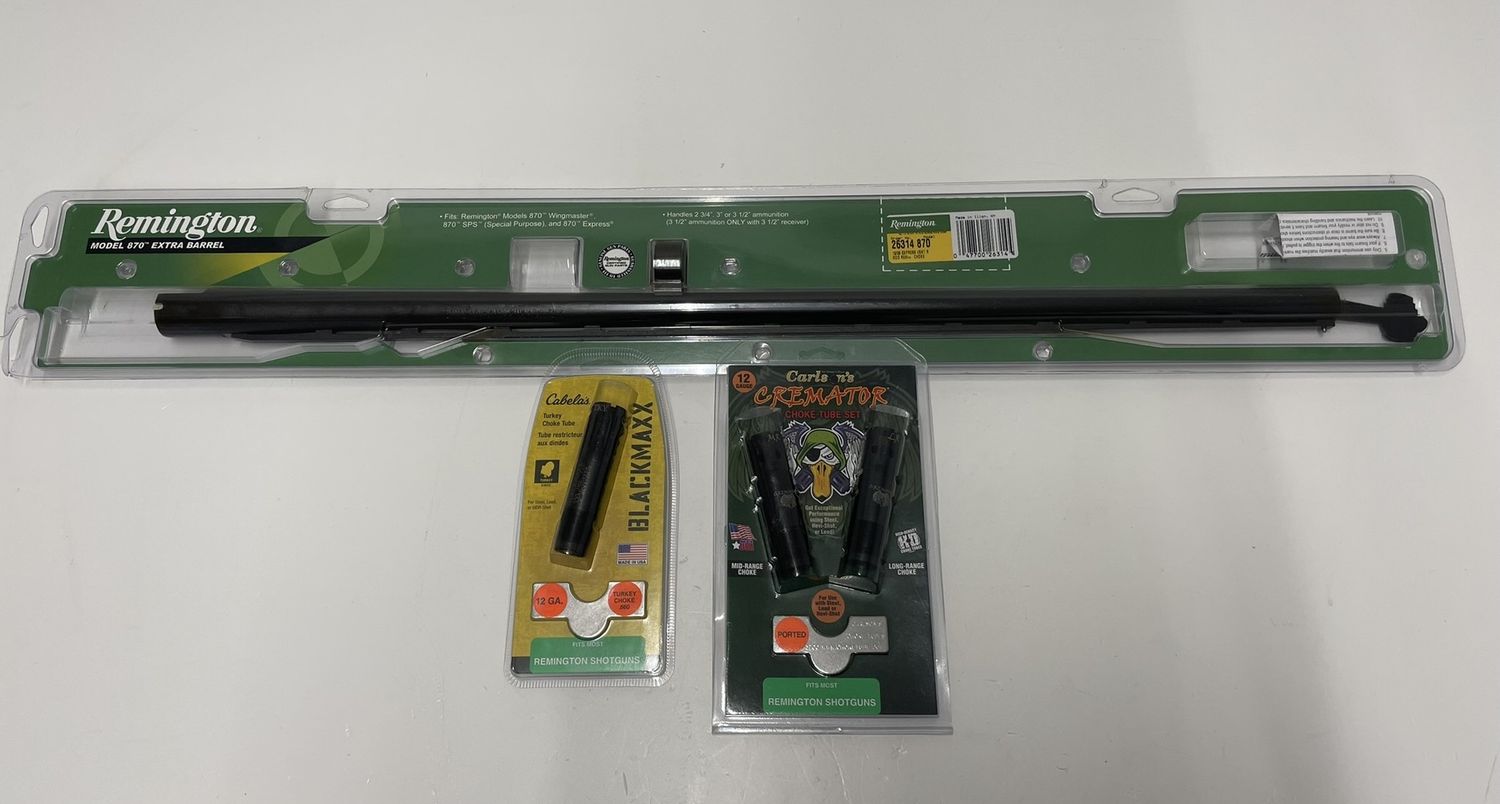 193A REMINGTON 870 12 GA BARREL, 3 NEW CHOKE TUBES