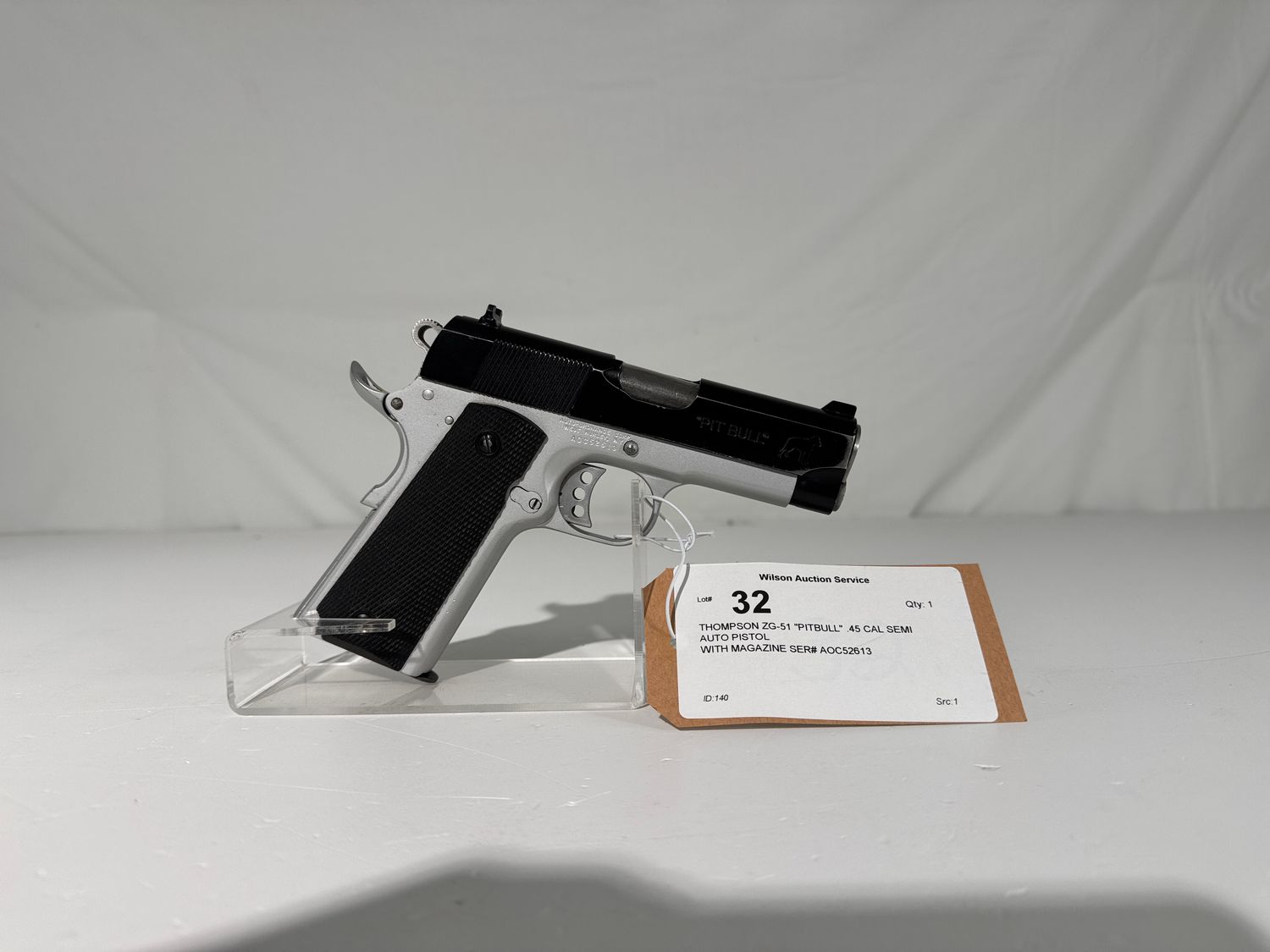32 THOMPSON ZG-51 &quot;PITBULL&quot; .45 CAL SEMI AUTO PISTOL