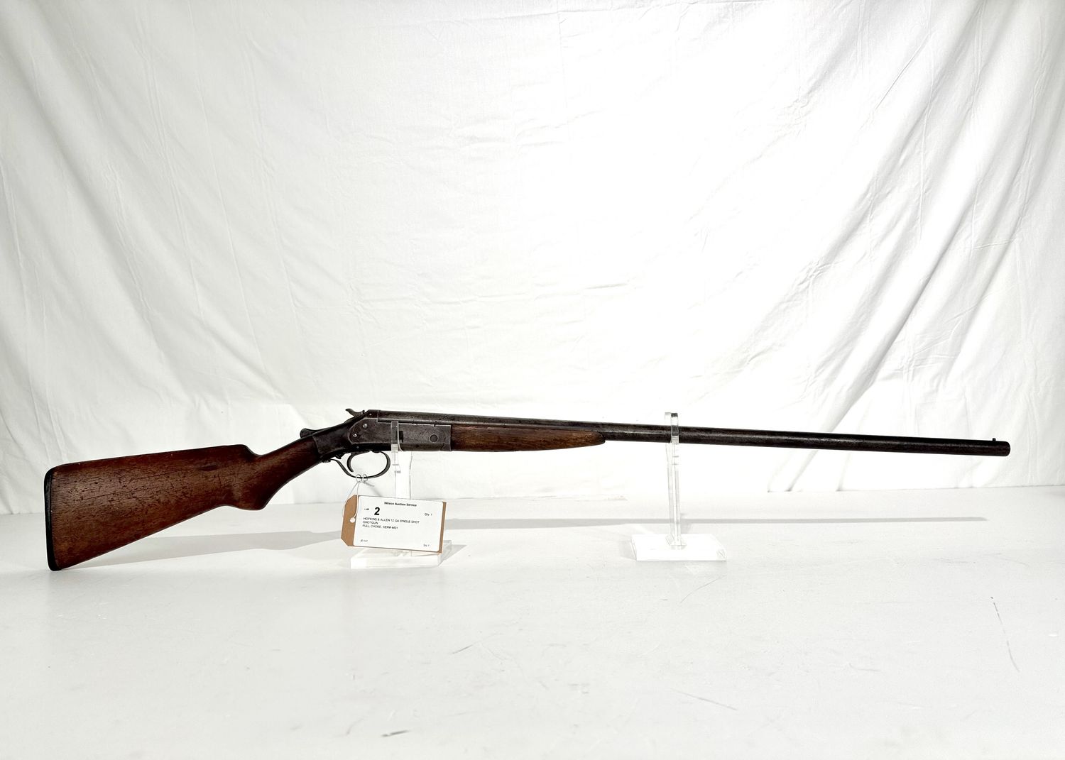 2 HOPKINS &amp; ALLEN 12 GA SINGLE SHOT SHOTGUN